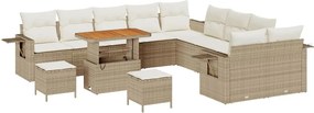 vidaXL Kerti Kanapé Szett 13 pcs Bézs polirattan