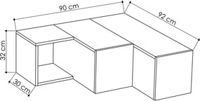 Compact TV-állvány, fehér-tölgy, 90 cm