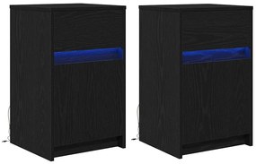 LED Éjjeli Szekrény 2 pcs Musta tammi 38 x 34 x 61 cm Faanyag