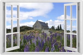 Poszterek 120x80 Lila virágok domb