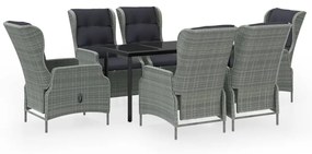 vidaXL 7 részes világosszürke kerti étkezőgarnitúra