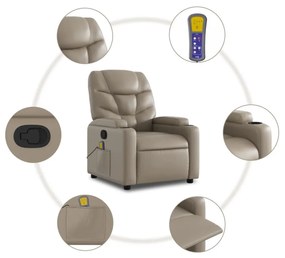 vidaXL cappuccino műbőr dönthető masszázs- és állófotel