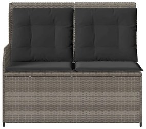 Szürke polyrattan dönthető kerti pad párnával