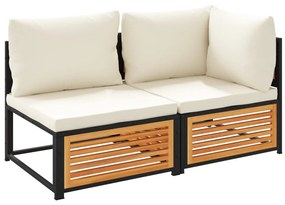 vidaXL 2 személyes tömör akácfa kerti kanapé párnával