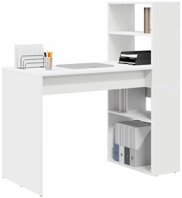 Asztal polcokkal tárolóval Fehér 113 x 54 x 120 cm Faanyag