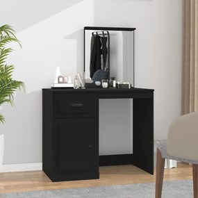 fekete szerelt fa pipereasztal tükörrel 90 x 50 x 132,5 cm
