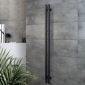 Elektromos törölközőszárító termosztáttal SILOUETTE 200W/230V 150,6cm IP44 fekete jobb oldali