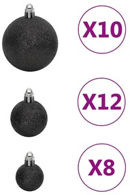 111 részes fekete polisztirol karácsonyi gömb szett