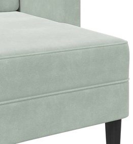 világosszürke bársony 2 üléses kanapé L-alakú kanapéval 125 cm