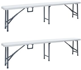 vidaXL 2 db fehér összecsukható HDPE kerti pad 180 cm