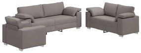 3 részes kanapé szett párnákkal, taupe színű szövet
