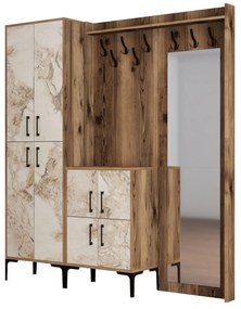 Előszobafal Berlin ABC - Walnut, White Marble