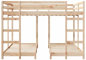 vidaXL Háromszintes emeletes ágykeret Barna 160 x 200 cm Tömör fenyőfa