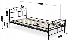 Fém ágy 90 cm Granjeros (fekete) (ágyráccsal). Akció -22%. 1119135