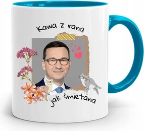 Kék Politikus Bögre Mateusz Morawiecki Miniszterelnök fényképes nyomtatással