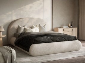 Krémszínű kárpitozott ágyneműtartós franciaágy ágyráccsal 140x200 cm Maumere – Maison de Rêve