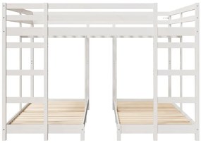 vidaXL Háromszintes emeletes ágykeret Fehér 200 x 200 cm Tömör fenyőfa