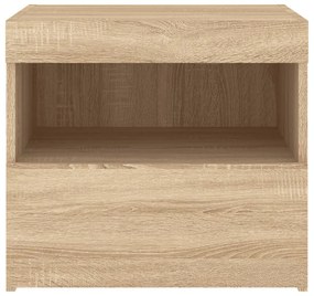 2 db sonoma tölgy színű éjjeliszekrény LED-ekkel 50x40x45 cm