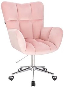 HR650K Púderrózsaszín modern velúr szék krómozott lábbal