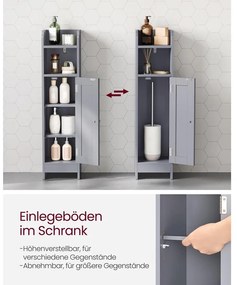 Keskeny fürdőszobai álló tárolószekrény 20x18x80cm, szürke