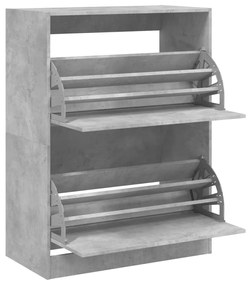 betonszürke cipőszekrény 2 kihajtható fiókkal 80 x 42 x 108 cm