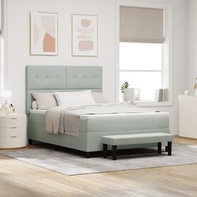 Boxspringágy matraccal és paddal Világosszürke 140x190 cm Bársony