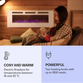 Klarstein Galeras, elektromos fali és beépített kandalló, 1800 W, LED, 3 szín, időzítő