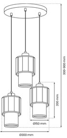 Csillár zsinóron BLANCO 3xE27/60W/230V fehér