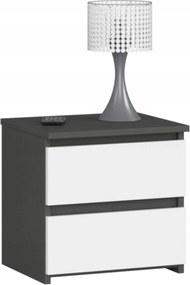 Éjjeliszekrény CL2 grafit szürke-fehér 40cm 2fiókos Akd
