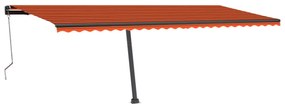 narancssárga-barna szélérzékelős és LED-es napellenző 600x300cm
