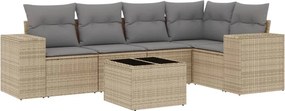 vidaXL 6 részes bézs polyrattan kerti ülőgarnitúra párnával