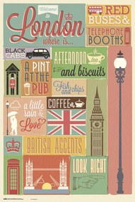 Plakát London - Collage, (61 x 91.5 cm)