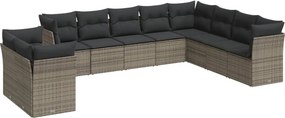 vidaXL 10 részes szürke polyrattan kerti ülőgarnitúra párnákkal