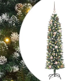 Mű Karcsú Karácsonyi Fa LED -es lámpákkal Zöld 150 cm