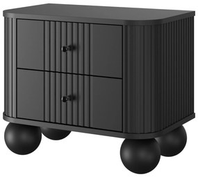 Vesper éjjeliszekrény készlet 56 cm - fekete / fekete fogantyúk / gömb alakú lábak
