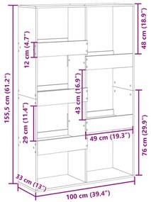 antik fa színű szerelt fa könyvespolc 100 x 33 x 155,5 cm