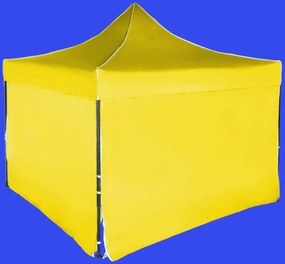 Gyorsan összecsukható sátor 3x3 m – acél, Sárga, 4 oldalfal