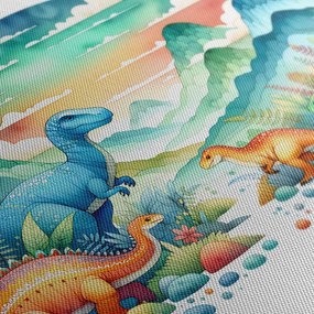Kép színes dinoszauruszok a hegyekben