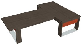Verno+ S asztal 200 x 300 cm, kiegészítő íróasztallal, antracit tölgy / narancs