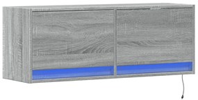 szürke sonoma színű fali TV-szekrény LED-ekkel 100 x 31 x 35 cm