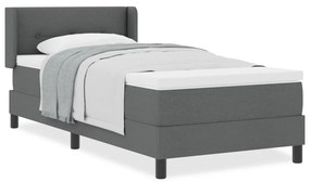 Boxspring Ágy Mattal Sötétszürke, 100 x 200 cm, Szövet