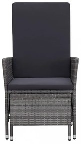 szürke dönthető háttámlás polyrattan kerti szék párnákkal