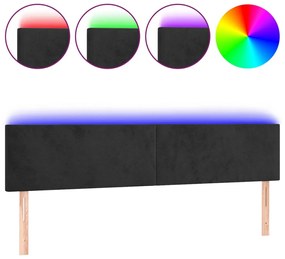 fekete bársony LED-es fejtámla 180x5x78/88 cm