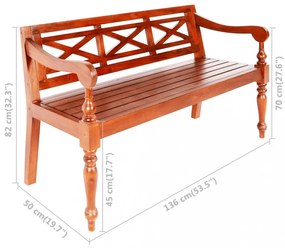 sötétbarna tömör mahagóni Batavia pad 136 cm