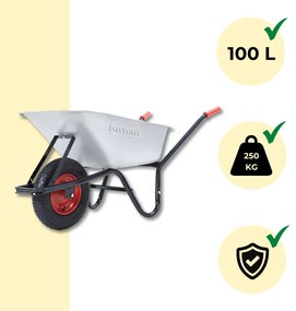 BARRY horganyzott talicska, max. kapacitás 100l/250kg, ezüst/fekete Gardebruk