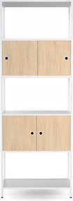 Iratrendező polc zárható szekrénnyel, irodai, nyitott polcok, fém fehér/sonoma tölgy, 800x2200x400 mm: ARIEL Eco Design