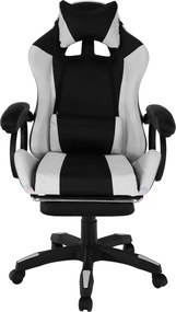Irodai/gamer szék RGB LED világítással, fekete/fehér, JOVELA