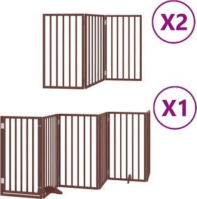 vidaXL barna nyárfa 12 paneles összecsukható kutyakapu ajtóval 600 cm