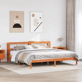 viaszbarna tömör fenyőfa ágykeret fejtámlával 180 x 200 cm