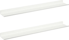 vidaXL Lebegő polc Falra szerelhető 2 pcs Fehér 60 x 9 x 2,5 cm Acél